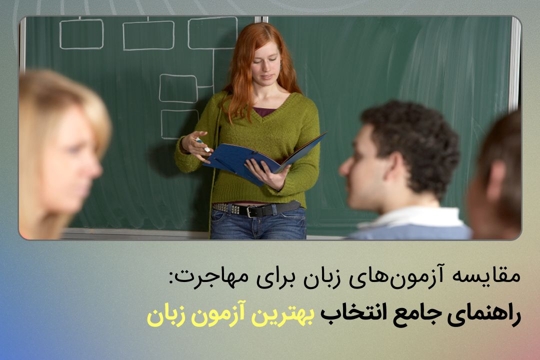 "راهنمای جامع مقایسه آزمون‌های زبان برای مهاجرت: انتخاب بین آیلتس، تافل، دولینگو و دیگر آزمون‌ها با بررسی مزایا، معایب و شرایط پذیرش برای تحصیل یا کار."